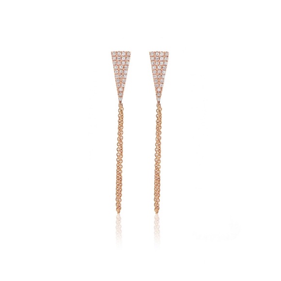 14k rose gold & diamond triangle studs w/ chain